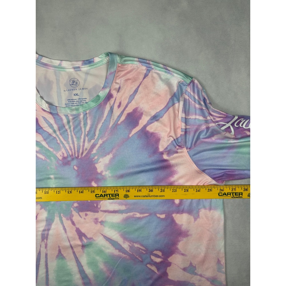 Lauren James‎ Co Womens XXL Tie Dye Long Sleeve Performance Shirt Pastel Purple - Picture 3 of 5